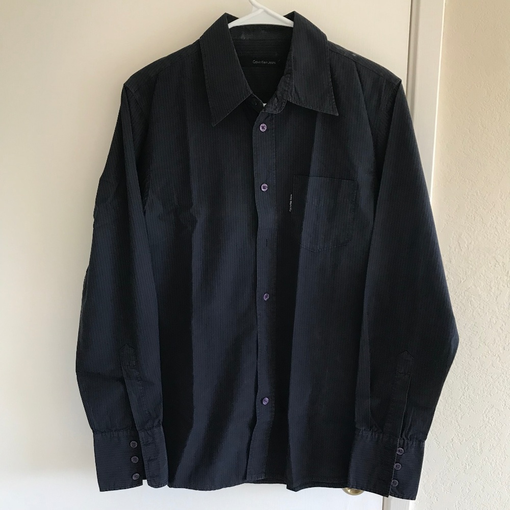 Calvin Klein CK Jeans Navy Blue Dress Shirt Medium